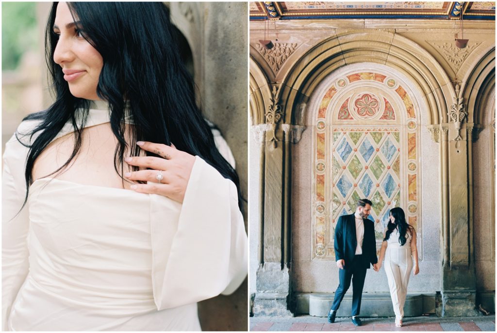Bethesda Terrace engagement session in Central Park, captured by Sara Marx Photography, NYC couples photographer